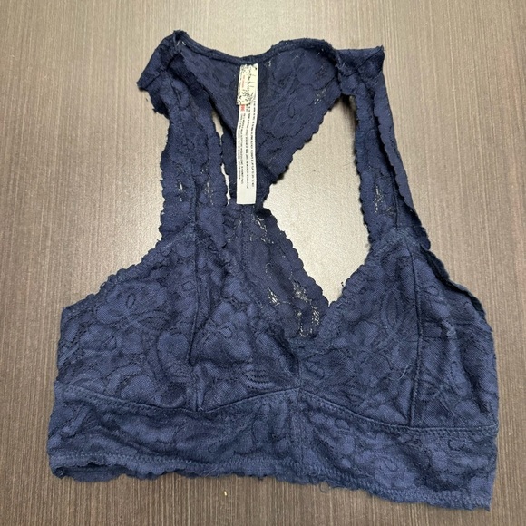 Free People Intimately Free People Blue Lace Galloon Racerback Bralette XS - Picture 1 of 4
